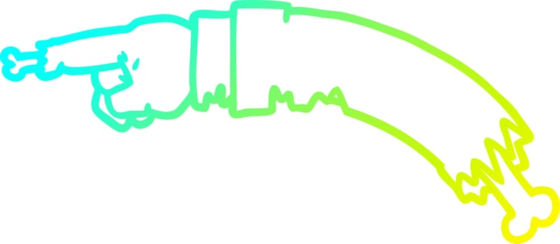 cold gradient line drawing cartoon pointing zombie hand vector