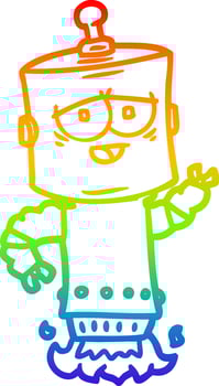 rainbow gradient line drawing cartoon robot vector