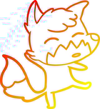 warm gradient line drawing cartoon fox vector
