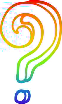 rainbow gradient line drawing cartoon question mark vector