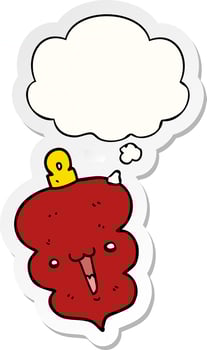 cartoon christmas decoration bauble and thought bubble as a printed sticker vector