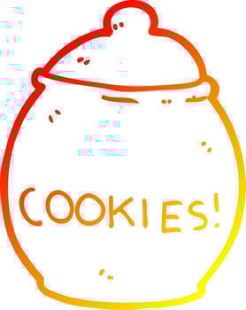 warm gradient line drawing cartoon cookie jar vector