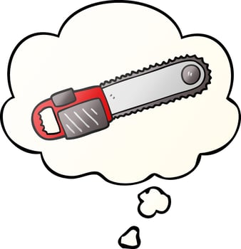 cartoon chainsaw and thought bubble in smooth gradient style vector