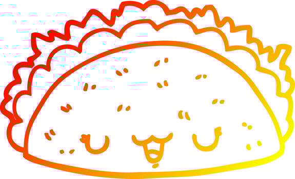 warm gradient line drawing cartoon taco vector