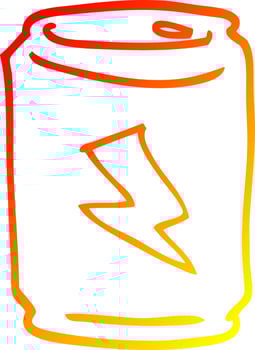 warm gradient line drawing cartoon can of energy drink vector