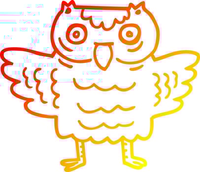 warm gradient line drawing cartoon funny owl vector
