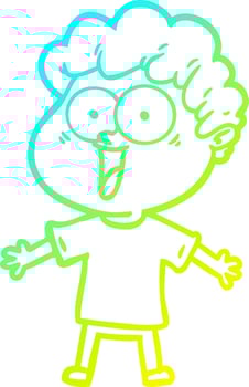 cold gradient line drawing cartoon happy man vector