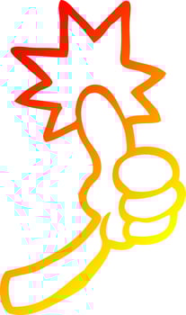 warm gradient line drawing cartoon thumbs up sign vector