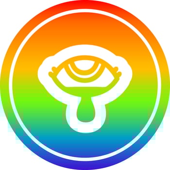 crying eye circular in rainbow spectrum vector