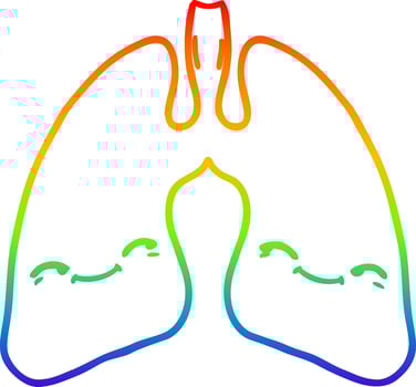 rainbow gradient line drawing cartoon lungs vector