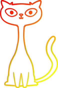 warm gradient line drawing cartoon cat vector