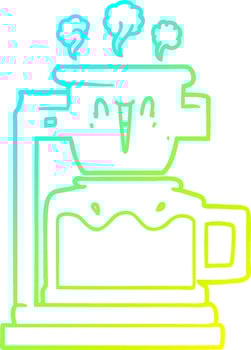 cold gradient line drawing steaming hot coffee pot vector