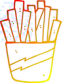 warm gradient line drawing cartoon box of fries vector