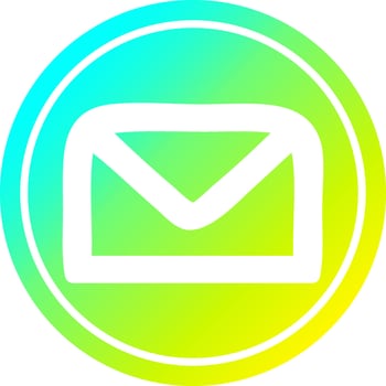 envelope letter circular in cold gradient spectrum vector