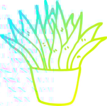 cold gradient line drawing cartoon house plant vector