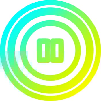 pause button circular in cold gradient spectrum vector