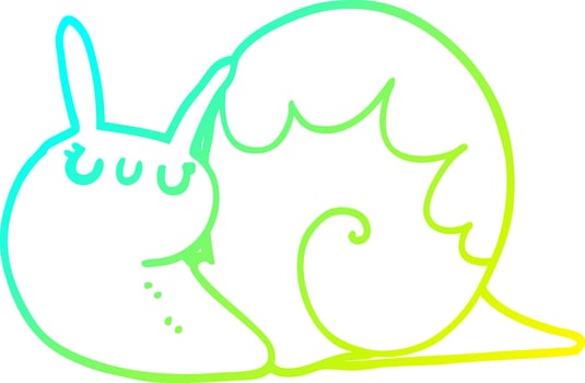 cold gradient line drawing cute cartoon snail vector