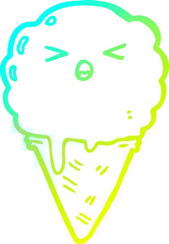 cold gradient line drawing cartoon ice cream vector