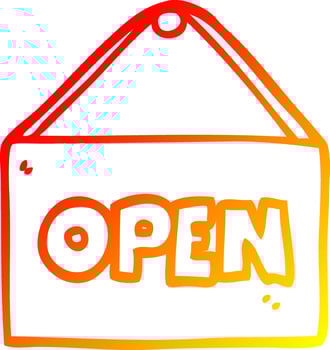 warm gradient line drawing cartoon open sign vector