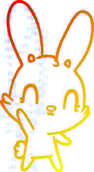warm gradient line drawing cute cartoon rabbit vector