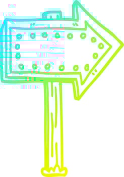 cold gradient line drawing cartoon lit up sign vector
