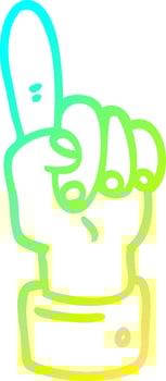 cold gradient line drawing cartoon pointing hand vector
