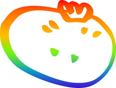 rainbow gradient line drawing cartoon tomato vector