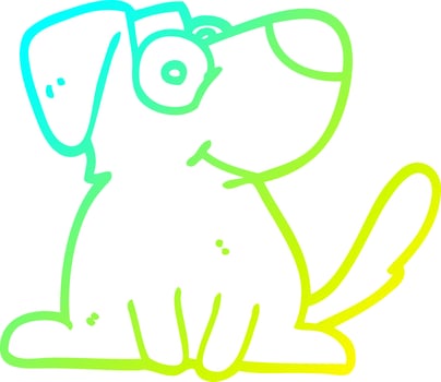 cold gradient line drawing cartoon happy dog vector