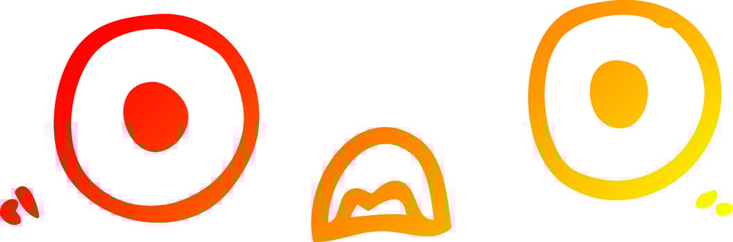 warm gradient line drawing cute cartoon face vector