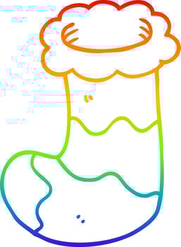 rainbow gradient line drawing cartoon christmas stocking vector