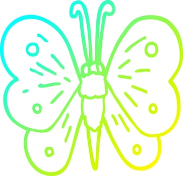 cold gradient line drawing cartoon butterfly vector