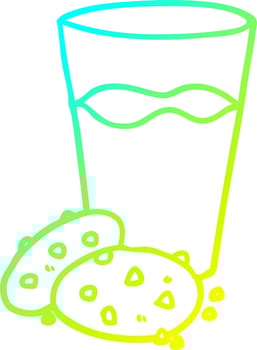 cold gradient line drawing cookies and milk vector