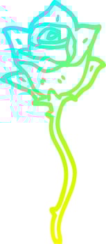 cold gradient line drawing cartoon red rose vector
