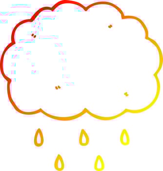 warm gradient line drawing cartoon cloud raining vector