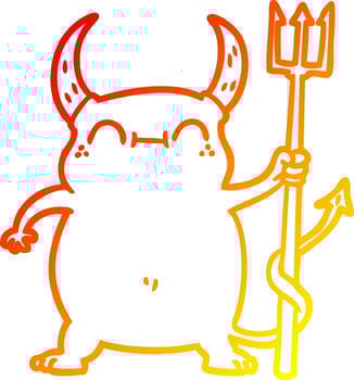 warm gradient line drawing cartoon little devil vector