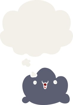cartoon cloud and thought bubble in retro style vector