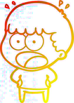 warm gradient line drawing cartoon shocked man vector
