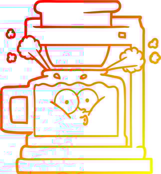 warm gradient line drawing steaming hot coffee pot vector