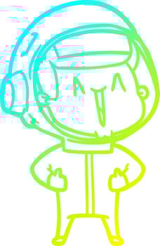 cold gradient line drawing happy cartoon astronaut vector