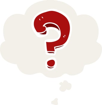 cartoon question mark and thought bubble in retro style vector