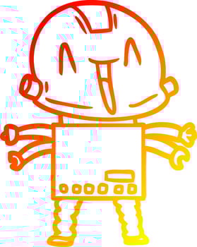 warm gradient line drawing cartoon robot vector