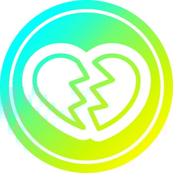 broken heart in cold gradient spectrum vector