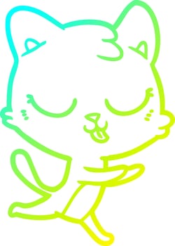 cold gradient line drawing cartoon cat hissing vector