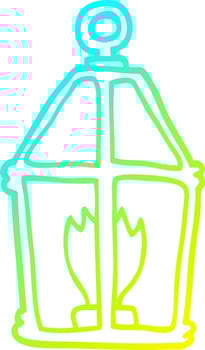 cold gradient line drawing cartoon old lantern vector