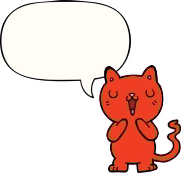 cartoon cat and speech bubble vector