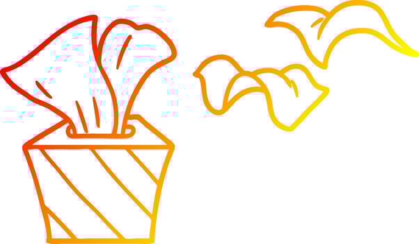 warm gradient line drawing cartoon box of tissues vector
