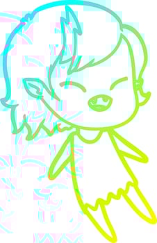 cold gradient line drawing cartoon laughing vampire girl floating vector