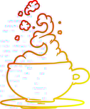 warm gradient line drawing hot cup of tea cartoon vector