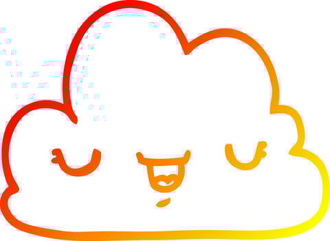 warm gradient line drawing cute cartoon cloud vector