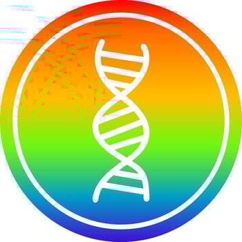DNA chain circular in rainbow spectrum vector
